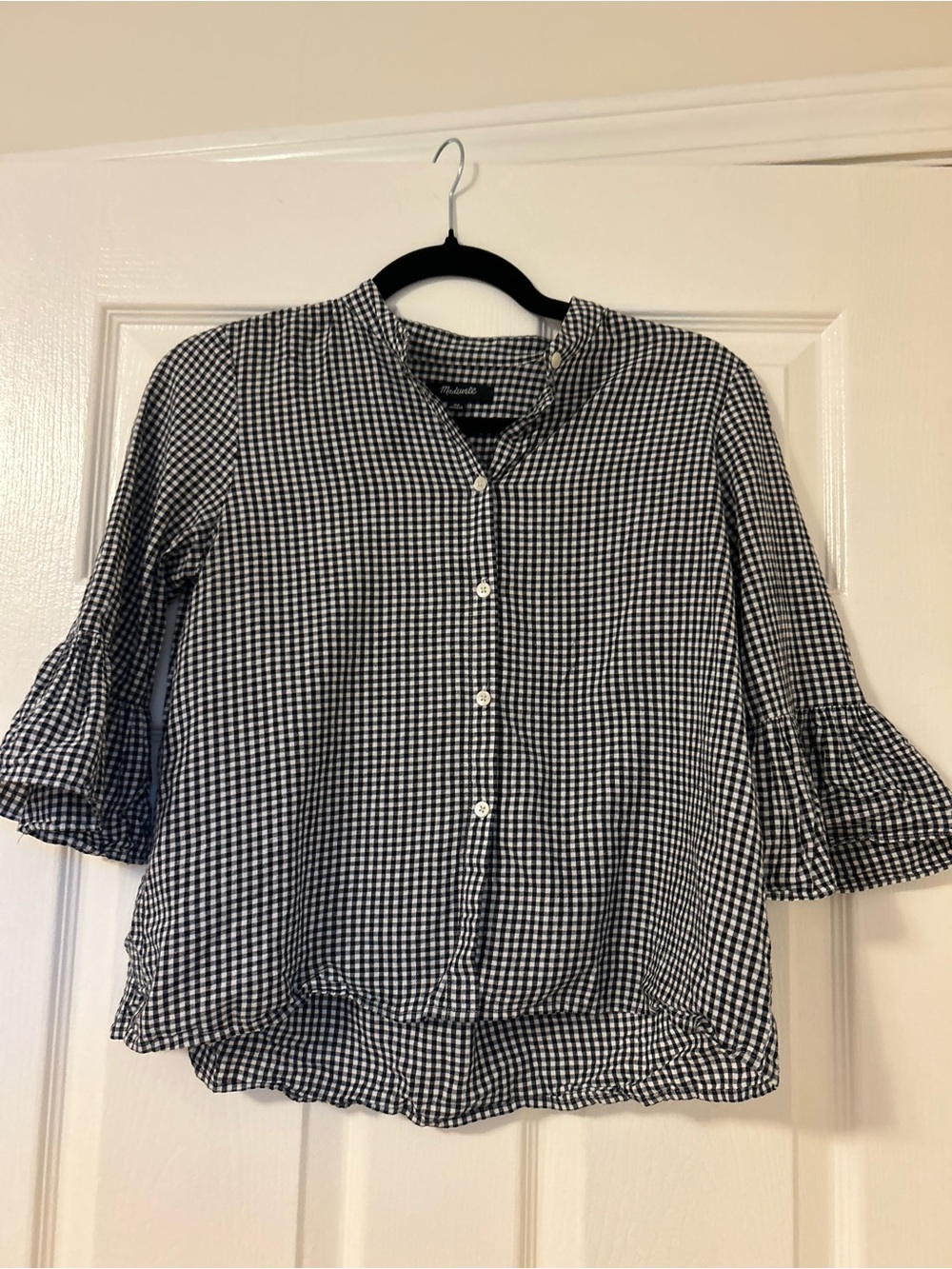 Madewell Black and White Gingham Button-Front Blouse